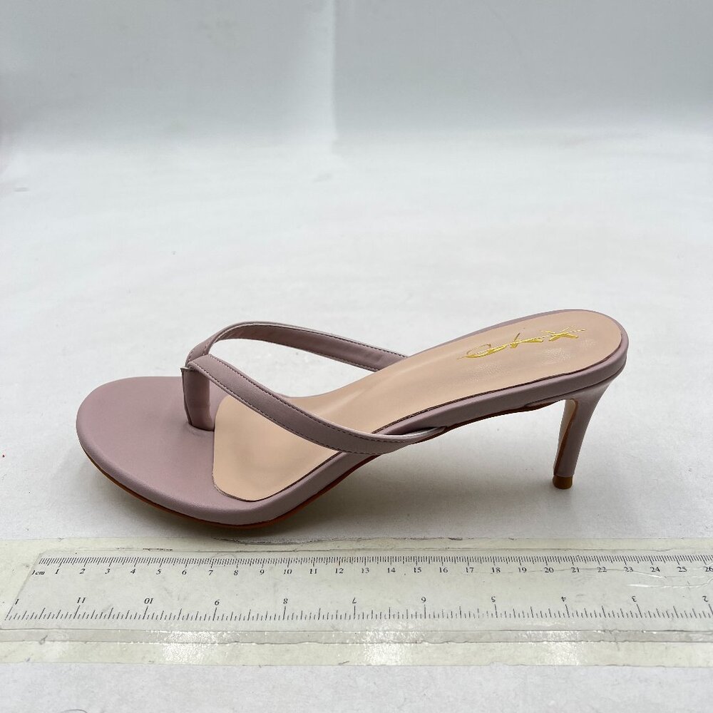 XYD Light Purple Thong Sandals Mid Heel Flip Flop Open Toe Daily Wearing Slipper